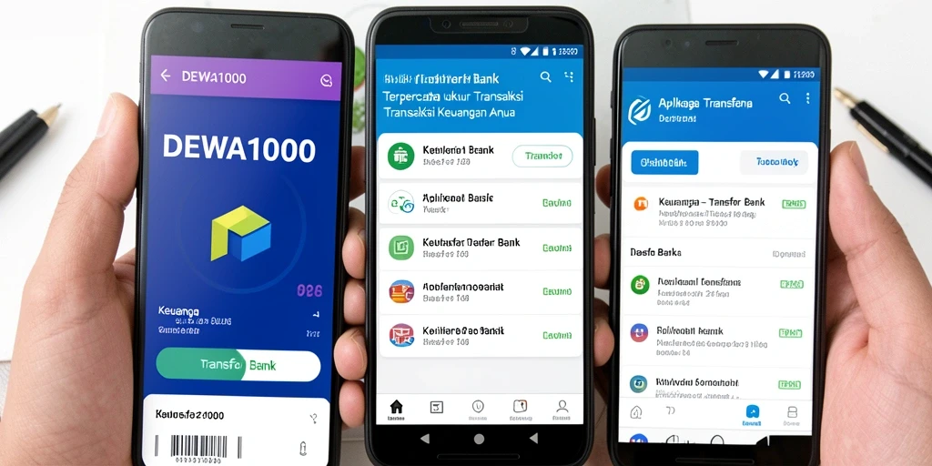 Screenshot antarmuka DEWA1000 menampilkan fitur Transfer Bank yang intuitif.