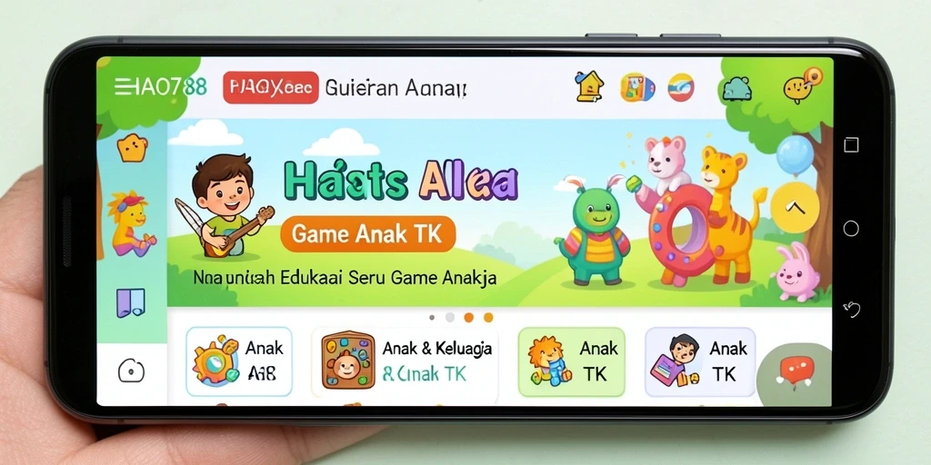Antarmuka menarik dengan berbagai permainan interaktif untuk anak-anak.