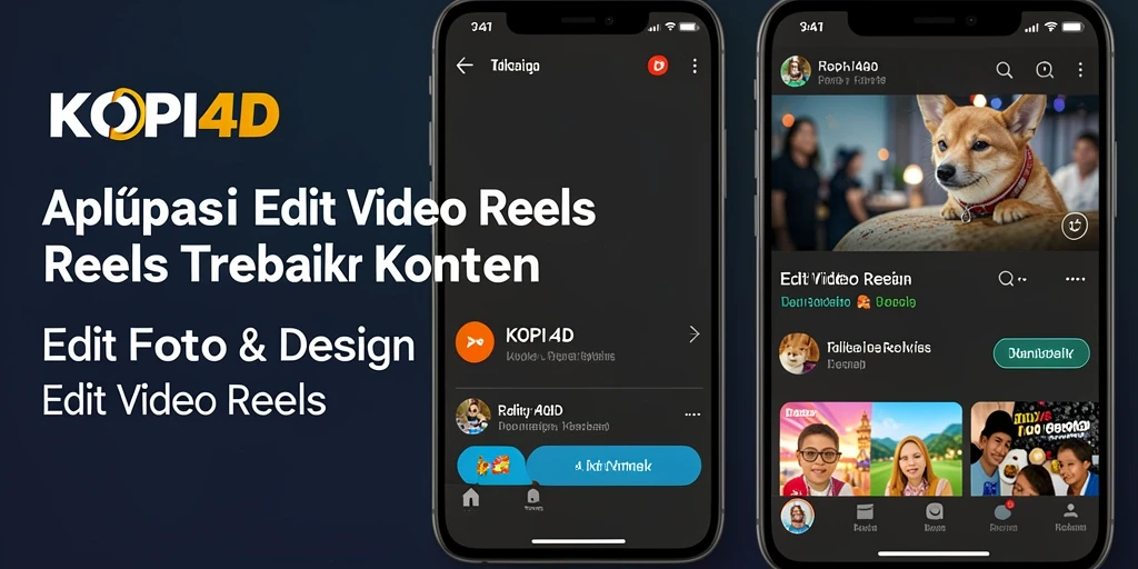 Tampilan antarmuka KOPI4D untuk pengeditan video reels.