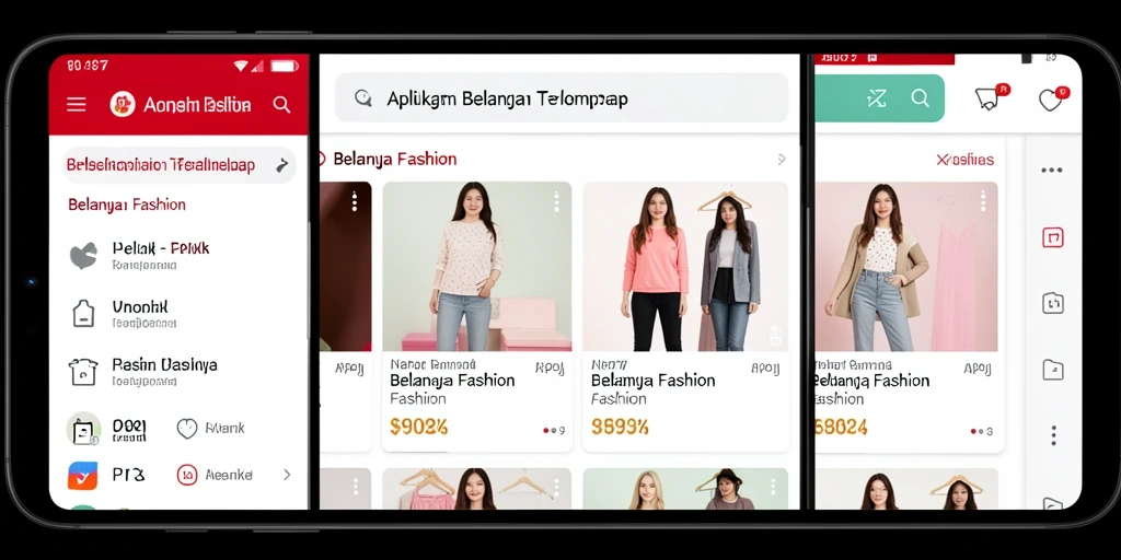 Antarmuka aplikasi PP7 menunjang pengalaman berbelanja fashion yang menyenangkan.