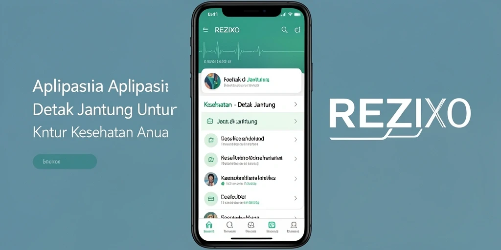 Antarmuka aplikasi REZIXO yang menampilkan pemantauan detak jantung.
